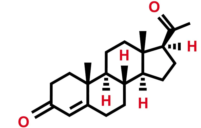 Estrutura molecular da Progesterona.