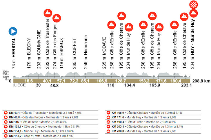 Perfil da La Flèche Wallonne 2026