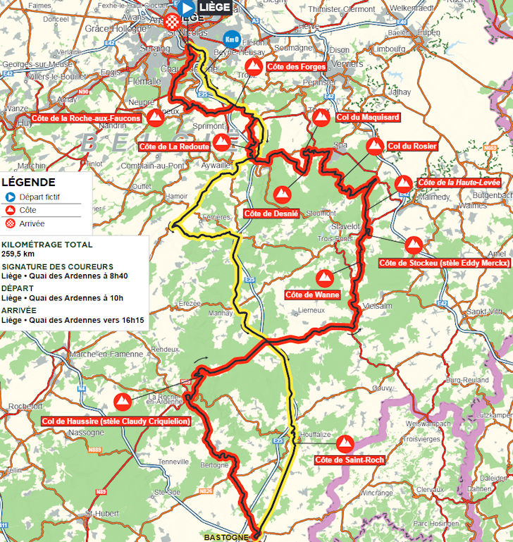 O Percurso da Liège-Bastogne-Liège 2026