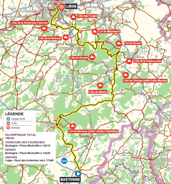 O percurso do Liège-Bastogne-Liège 2026 Feminino