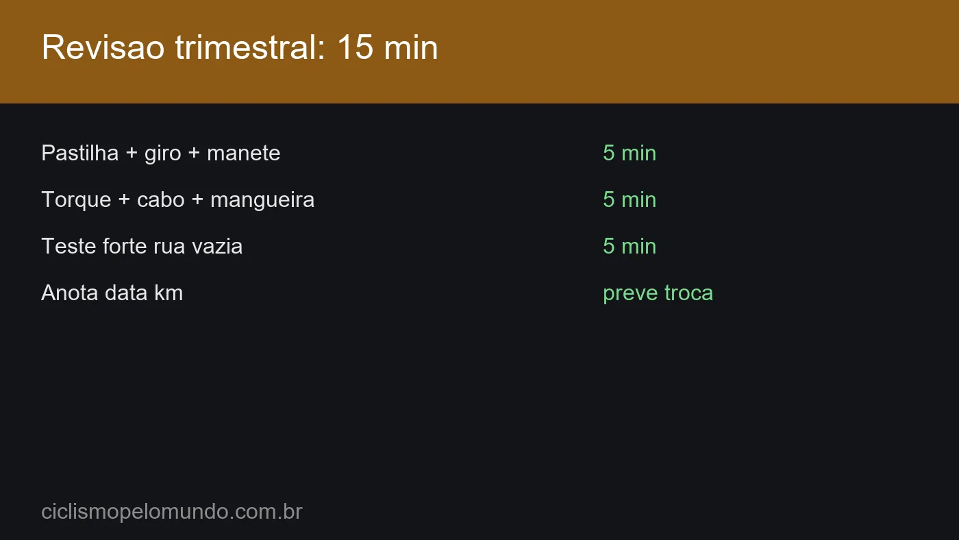 Grafico com o roteiro da revisao trimestral de 15 minutos