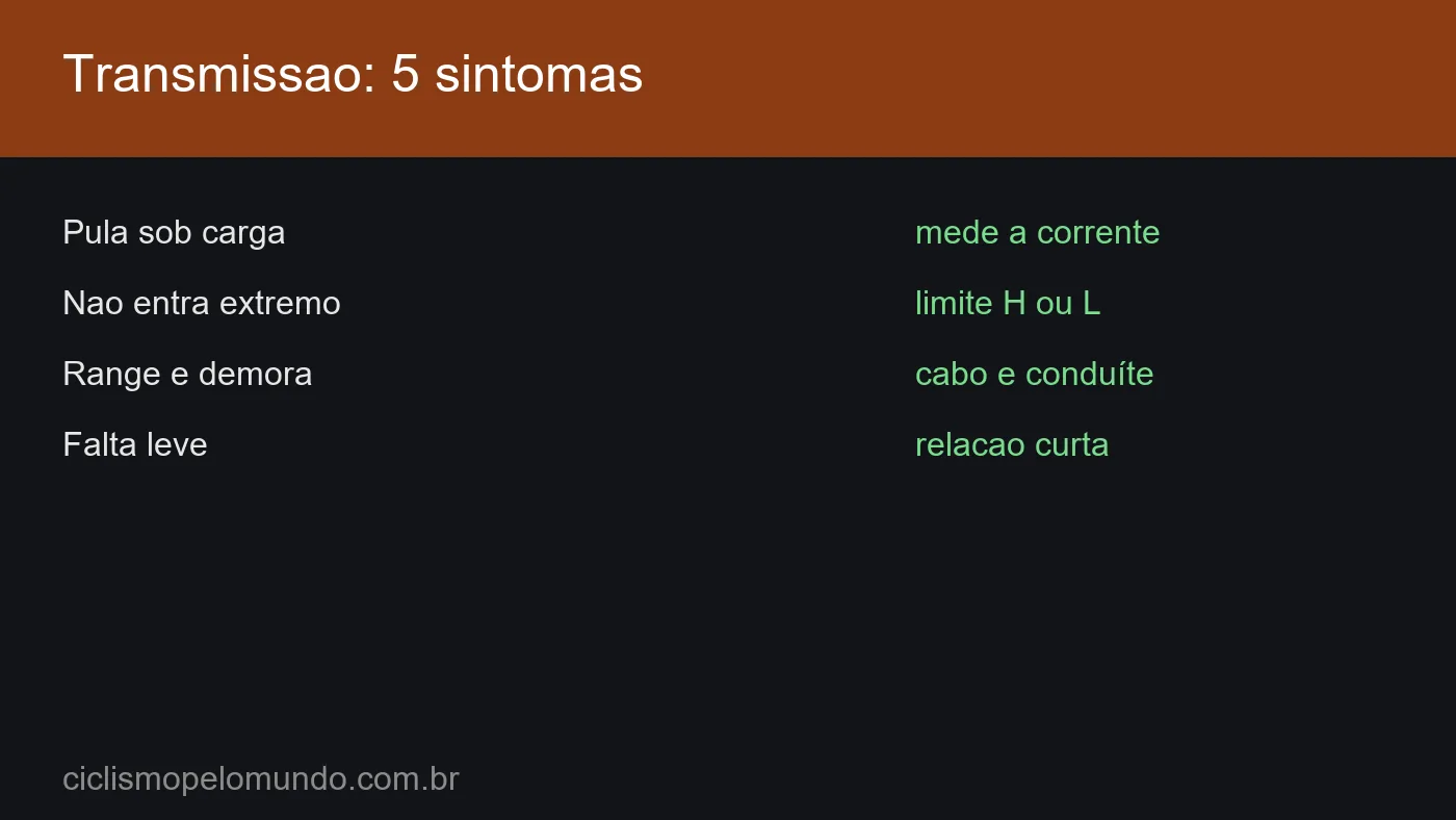 Grafico com os 5 sintomas da transmissao